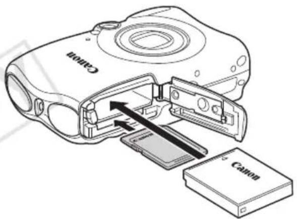 CANON PowerShot SD990 IS - Insérez la batterie (batterie NB-5L) et la carte mémoire. - 1