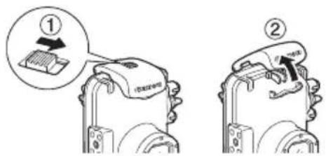 CANON PowerShot SD990 IS - 4Deslice el interruptor del liberacion del bloqueo como se muestra y suele el cierre paraAbrir la cubierta trasera. - 1