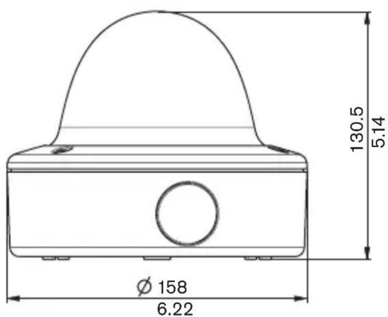 BOSCH VDC445V0410 - Dimensions avec boîtier de montage en saillie (mm/po) - 2