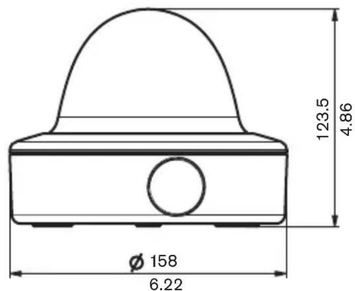 BOSCH VDC445V0910S - Dimensoes com a caixa de montagem saliente (mm/polegadas) - 2