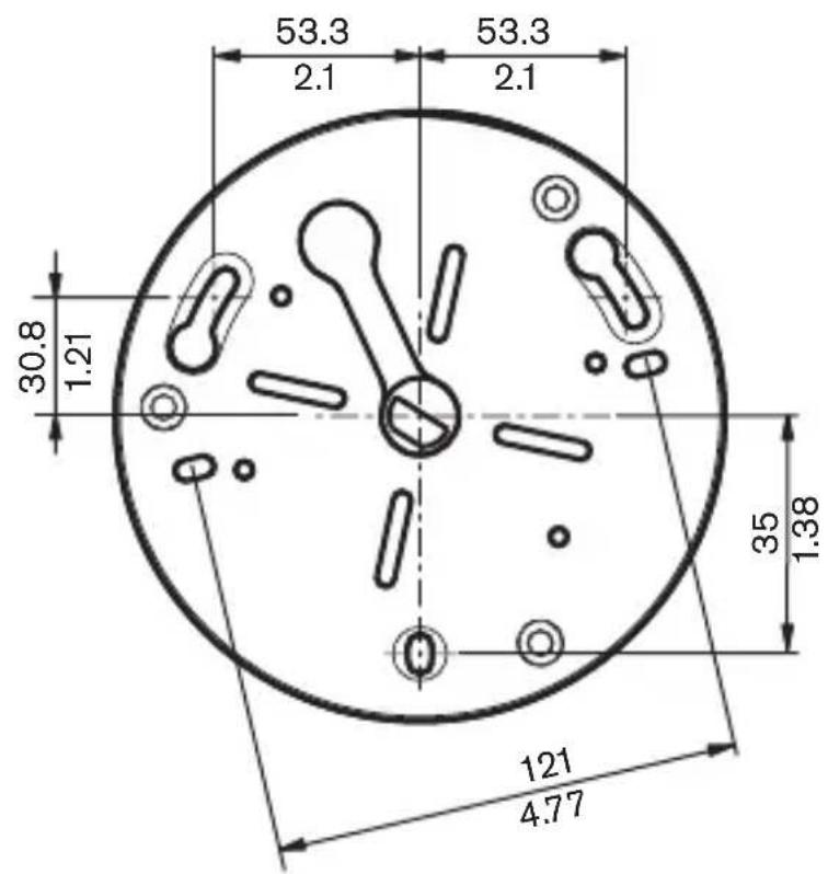BOSCH VDC455V0410 - Dimensioni con la scatola per il montaggio su superficie (mm/pollici) - 1