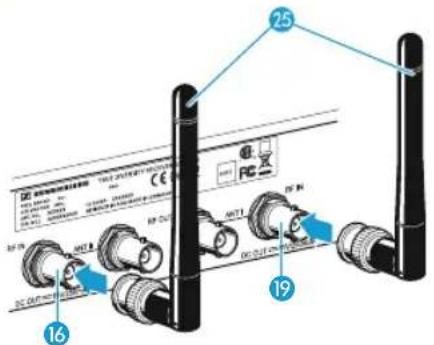 SENNHEISER EM 2050 - Raccorder les antennes bâtons à l'arrière du récepteur - 1