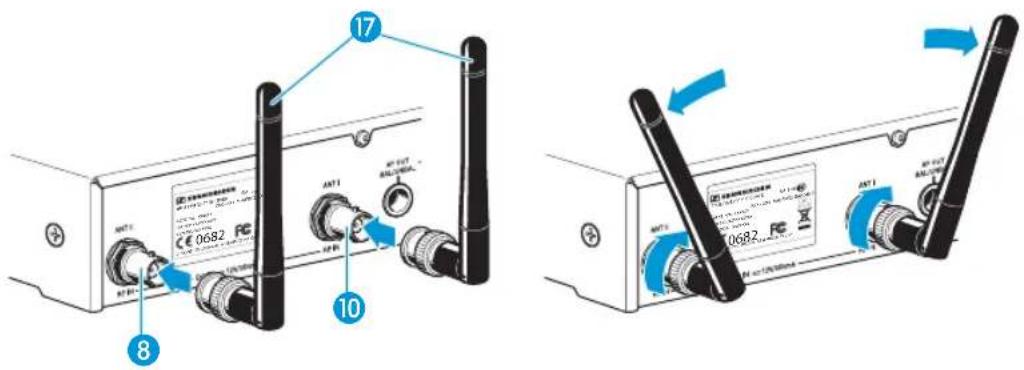 SENNHEISER EM 300 G3 - Raccorder les antennes bâtons - 1