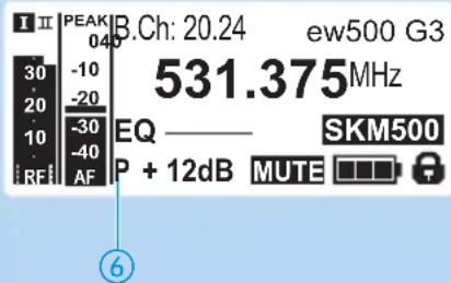SENNHEISER EM 500 G3 - Affichage du récepteur Signification - 2