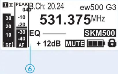 SENNHEISER EM 500 G3 - Affichage du récepteur Signification - 1