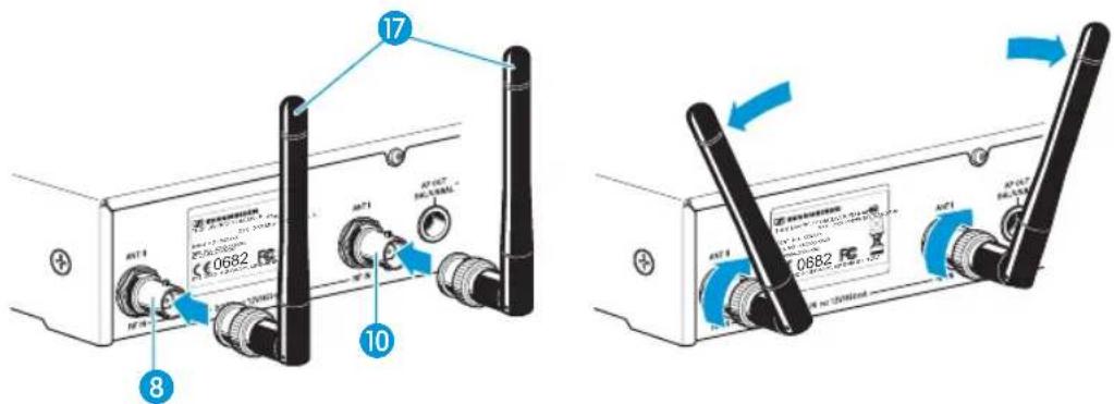 SENNHEISER EM 500 G3 - Raccorder les antennes bâtons - 1