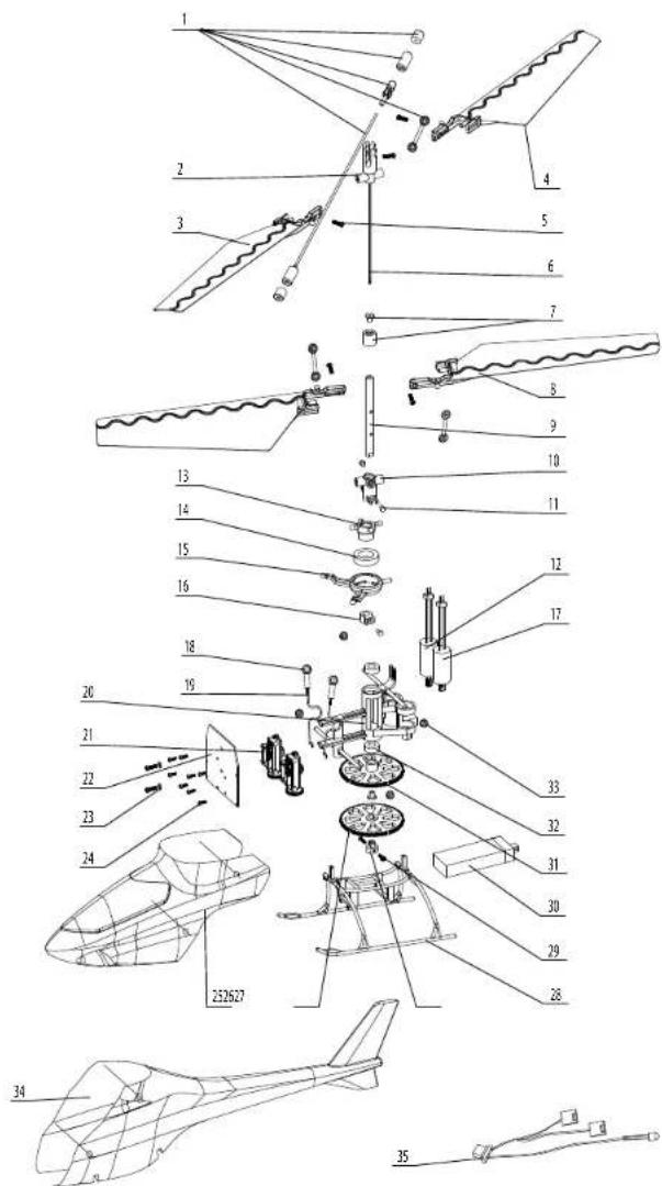 E-flite Blade mCX2 RTF - Exploded View Parts Listing - 1