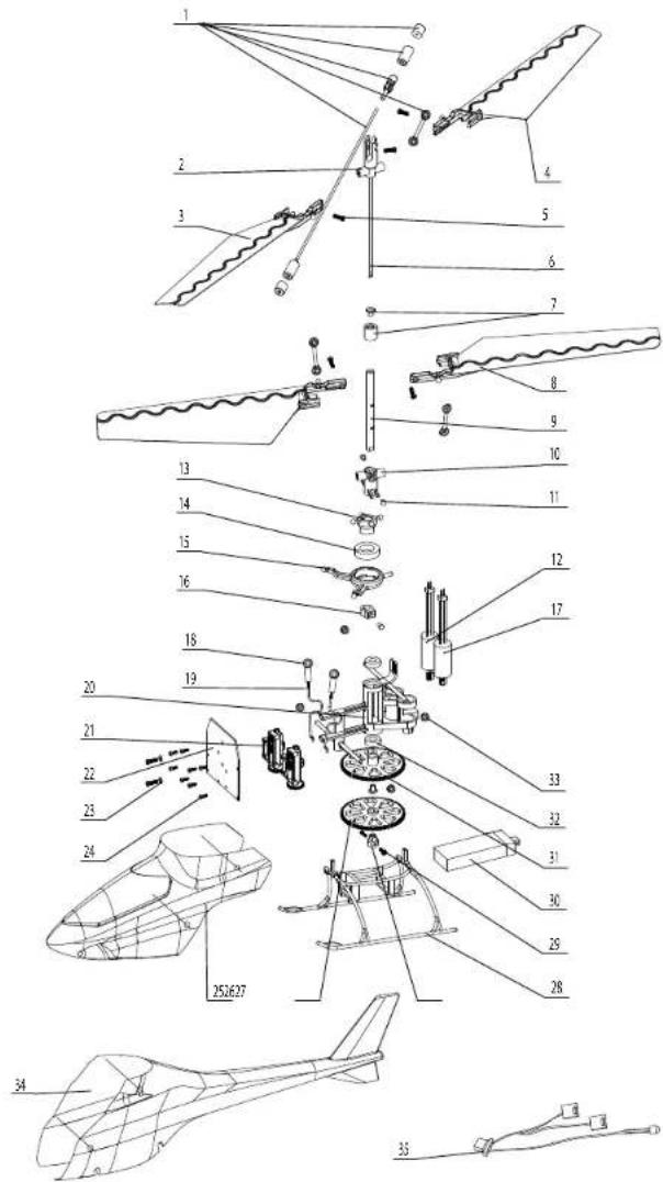 E-flite Blade mCX2 RTF - Explosionsdarstellung - 1