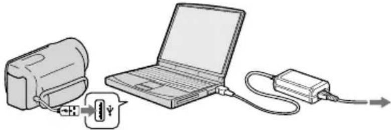 SONY Handycam DCRSX65ES - Opladen met een computer - 1