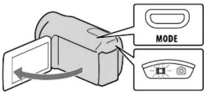SONY Handycam DCRSX65ES - Klappen Sie den LCD-Bildschirm des Camcorders auf. - 1