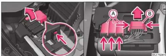 SKODA Fabia (2010) - Remplacement des fusibles sur la batterie (boite de vitesses automatique) - 1