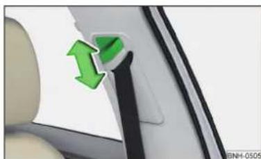 SKODA Rapid (2014) - Réglage de la hauteur des ceintures de sécurité des sièges avant - 1