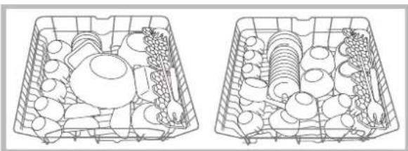 HOTPOINT-ARISTON LFS 217 A BKHA - Exemples de chargement du panier supérieur - 1