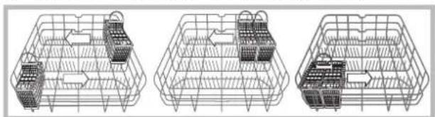 HOTPOINT-ARISTON LFS 217 A BKHA - Ejmplos de colocacion del cesto para cubiertos - 1