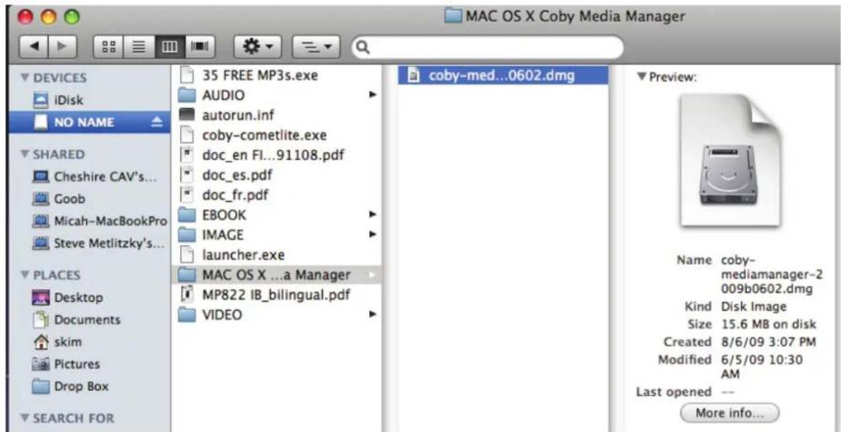 COBY MP601 - Installing Coby Media Manager (Mac OS X) - 1