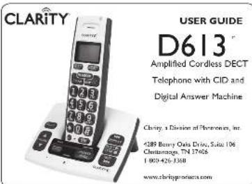 Clarity D613C - Special Instructions: - 2