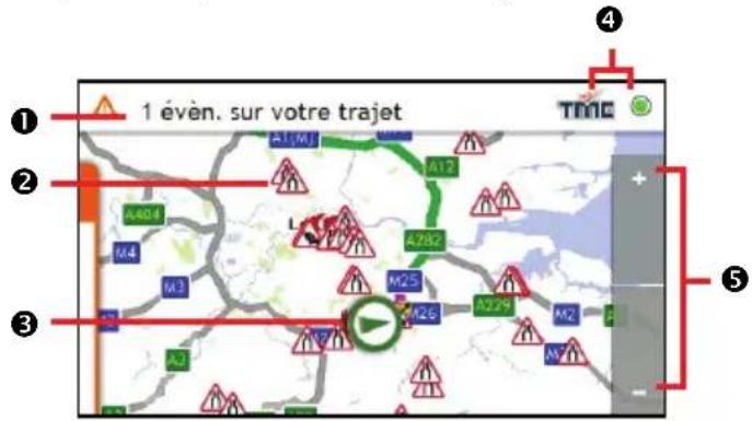 MIO Moov V505 TV - Ecran Traffic Overview (Aperçu du trafic) - 1