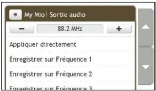 MIO Moov V505 TV - Comment faire pour configurer le canal de sortie audio de mon Mio par le biais de la radio FM de ma voiture ? - 1