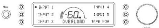 INPUT 1 INPUT 2 INPUT 3 -60. OVERLOAD INPUT 4 INPUT 5 TAPE MON Volume