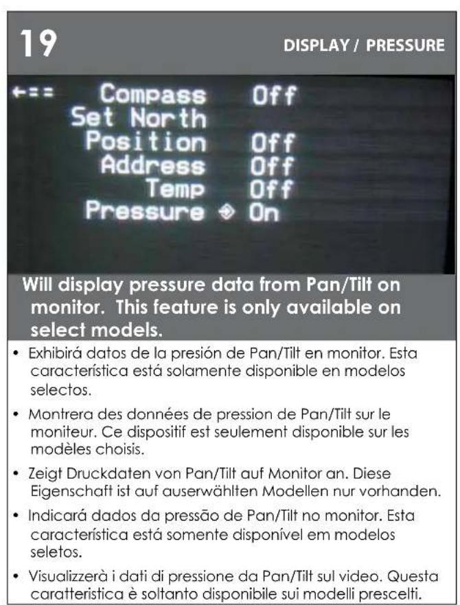 Moog Videolarm PFD7T12S3 - A numeric camera position is shown on monitor. With "Position" activated, - 3