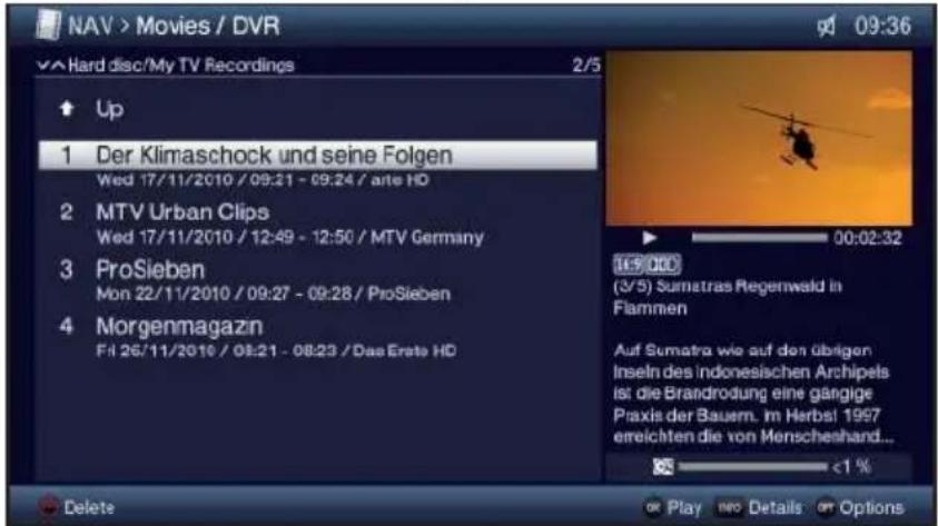 TECHNISAT TechniVision 22 HD - Calling up the DVR Navigator / Starting DVR playback - 1