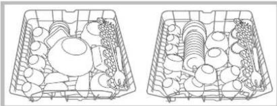 HOTPOINT-ARISTON LFS 215 A BKHA - Loading examples for the upper rack - 1