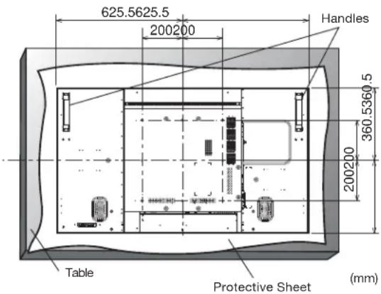 625.5625.5 200200 Handles 360.5360.5 200200 Table Protective Sheet (mm)