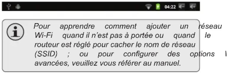 COBY Kyros MID7015B - Sélectionner un réseau Wi-Fi disponible auquel vous pouvez vous connecter : - 2