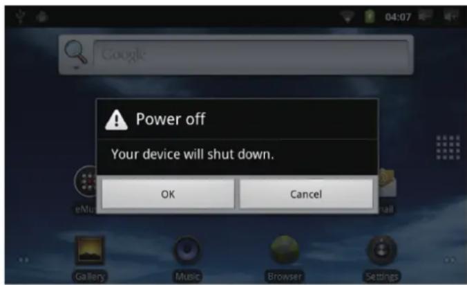 COBY Kyros MID7015B - Turning the Tablet On and Off - 2