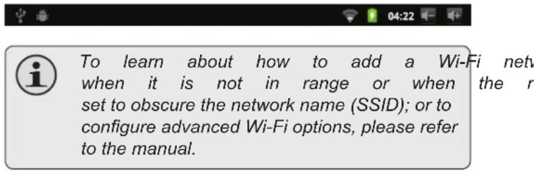 COBY Kyros MID7015B - Select an available Wi-Fi network to connect to: - 2