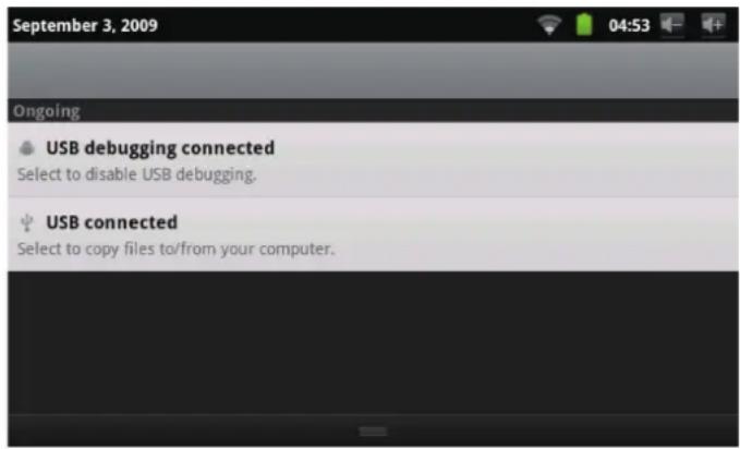 COBY Kyros MID7015B - When your tablet is connected, a USB icon will appear in the Notification bar. - 1