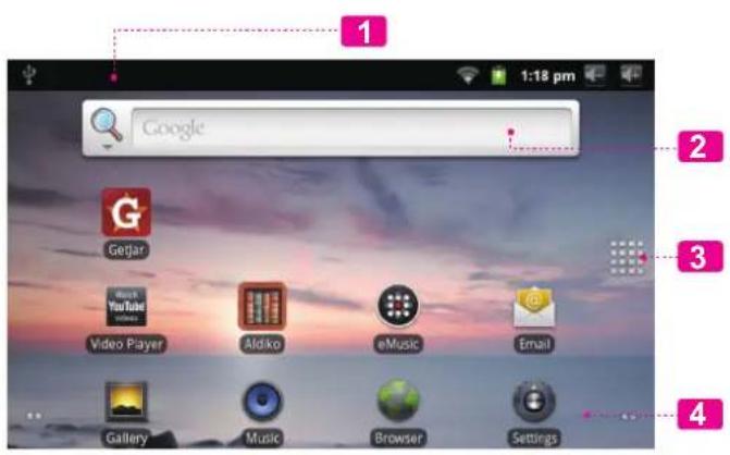 COBY Kyros MID7015B - Home Screen at a Glance - 1