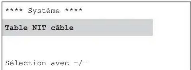 KATHREIN UFG 300 - Réglages pour l'établissement de la table NIT cable - 1