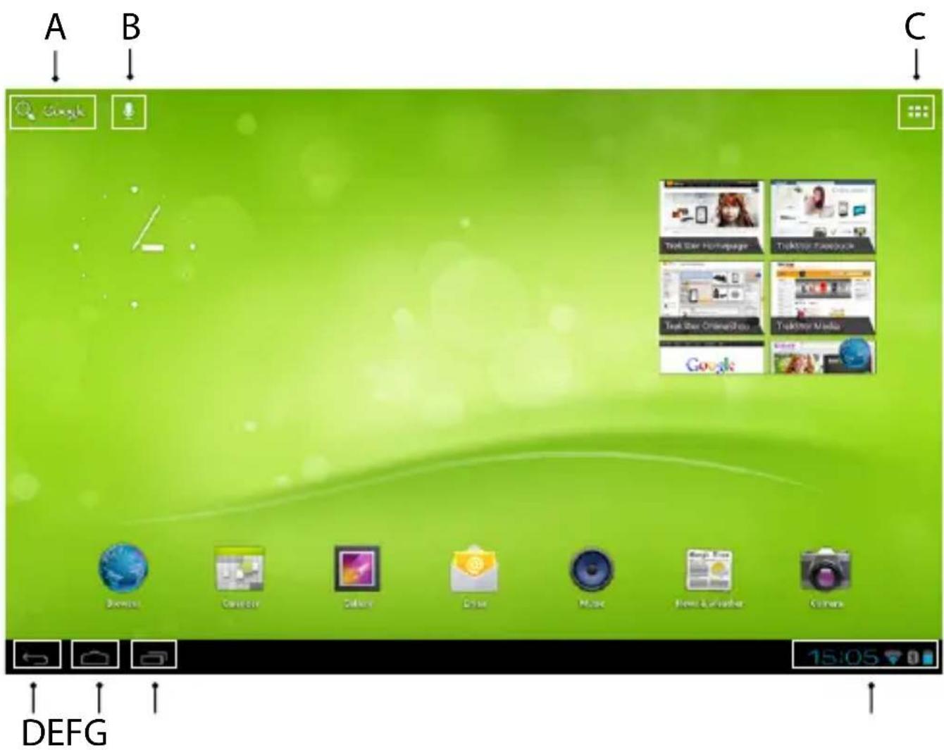 TrekStor SurfTab ventos 10.1 - 3.4) Elements on the home screen - 1