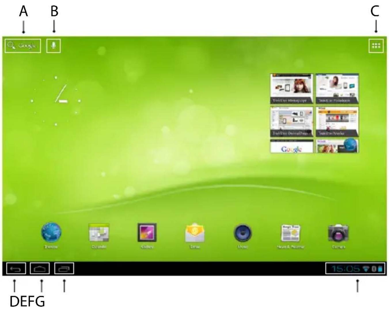 TrekStor SurfTab ventos 10.1 - 3.4) Elementen op het startscherm - 1