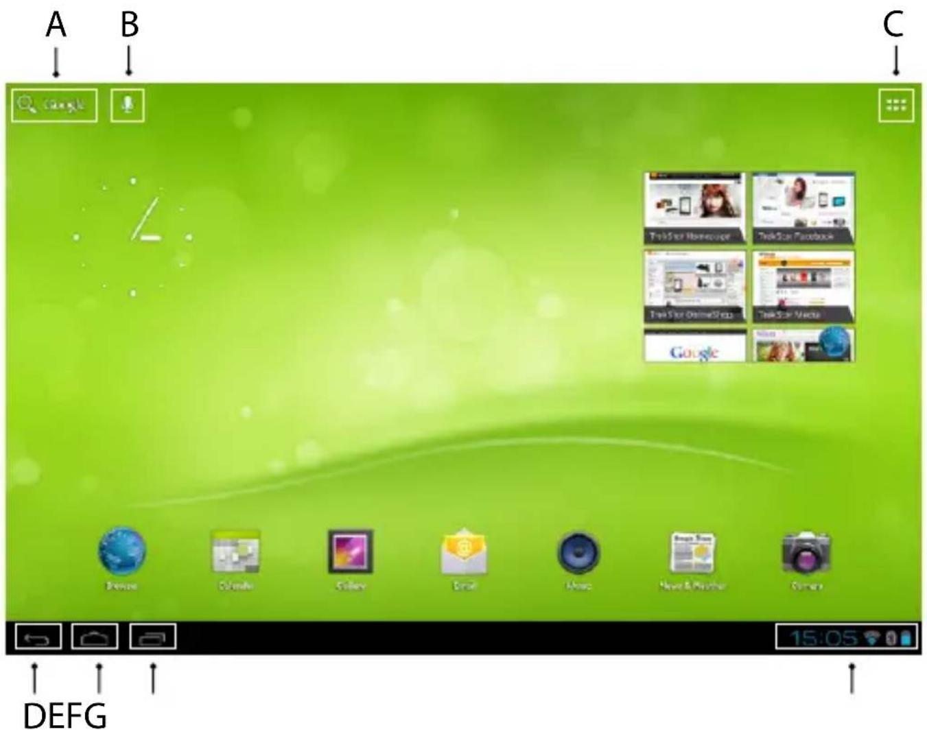 TrekStor SurfTab ventos 10.1 - 3.4) Element på startskärmen - 1