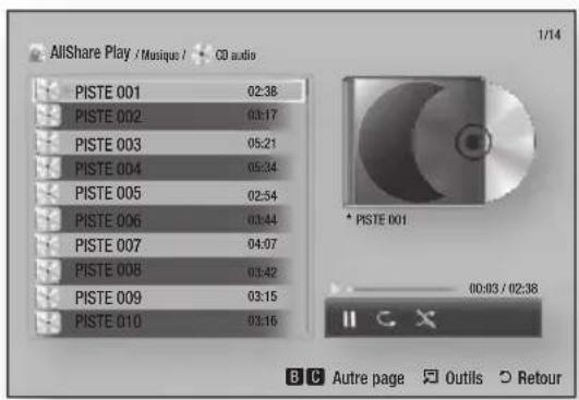SAMSUNG BDES7009 - Répartition de pistes sur un CD audio - 1