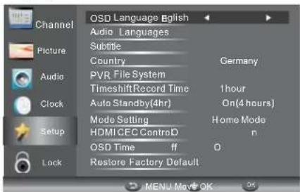 HAIER LE29C810 - SETUP MENU - 1