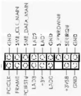 PCCCC FRAME PC1STW LAD3 -3V LAD0 +3VSB GND GND $ME_CLE_NAIN $ME_DATA_NAIN LAD2 LAD1 $ _PROWNN# SERI#Q# GND