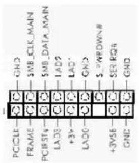 GND SMB_CLK_MAIN SMB_DATA_MAIN LAD2 LAD1 GND S=ARDOWN# SERIRQ# GND PCICLE FRAME PCBST4 LAD3 +3V LAD0 +3V56 GND