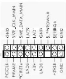 PC1CLK FRAME PC1ST# LAD0 +3VSE GND GND SME_CLK_MAIN SME_DATA_MAIN LAD0 LAD' GND $ _4WDWN.# SERIRQ# GND