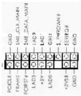 PCLKLE GND FRAME SME_CLE_MAIN PCBST4 SME_DATA_MAIN LAD3 LAD2 +5V LAD1 GND1 +3VSB SERIOR# GND