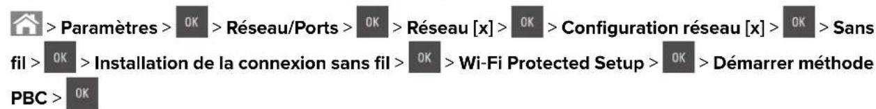 LEXMARK CS410dn - Utilisation de la méthode PBC (Push Button Configuration, configuration des boutons de commande) - 1