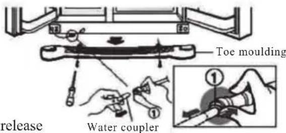 HAIER HRF663ISB2R - Remove the toe moulding, and then release the water coupler. - 1