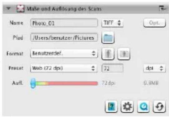 PLUSTEK OpticFilm 8200i SE - Bestimmung der Zieldatei &amp; Starten des Scans - 1