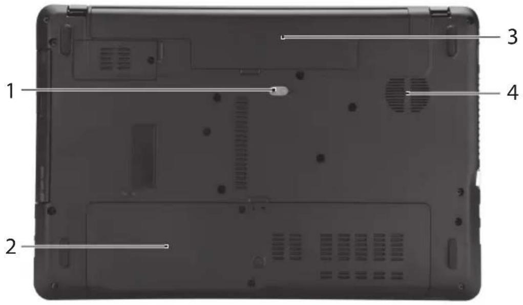 ACER Aspire E1 57133128G50Maks - Skats no apakšpuses - 1