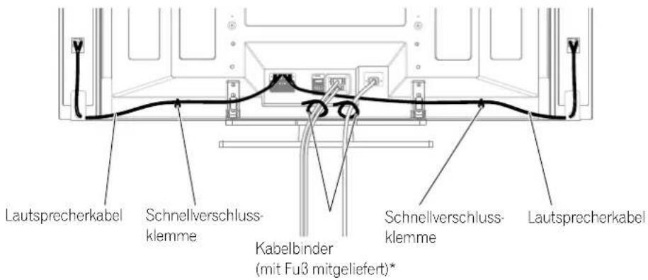 Lautsprecherkabel Schnellverschluss- klemme Kabelbinder (mit Fuß mitgeliefert)* Schnellverschluss- klemme Lautsprecherkabel