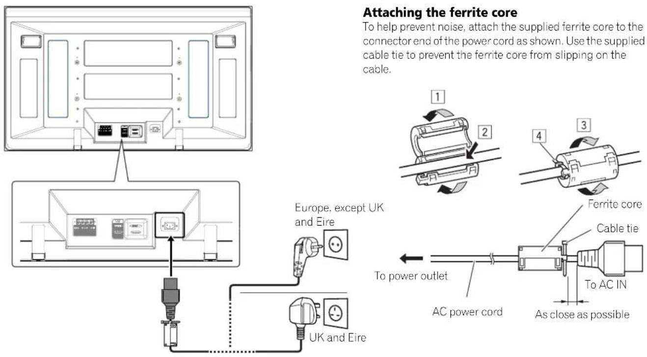 PIONEER PDP506XDE - Connecting the power cord - 1
