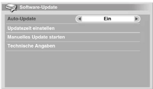 Software-Update Auto-Update Ein Updatezeit einstellen Manuelles Update starten Technische Angaben