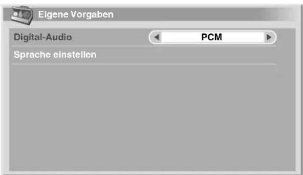 Eigene Vorgaben Digital-Audio PCM Sprache einstellen